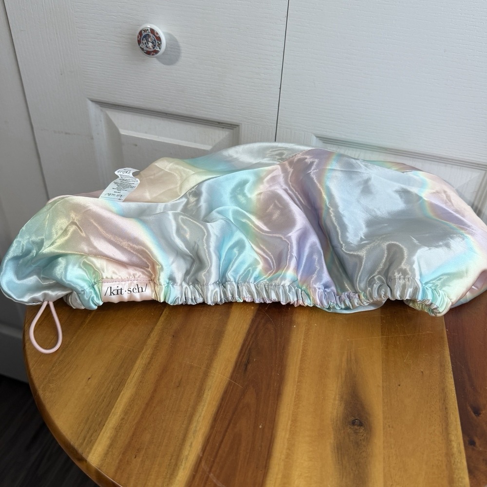 Kitsch Multicolor Watercolor Satin Quick Dry Hair Towel Boho Travel Preppy Comfy